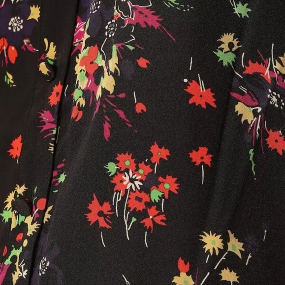 Veronica Beard Carmine sz 6 Silk Black Floral Puff Sleeve Blouse - Picture 8 of 11